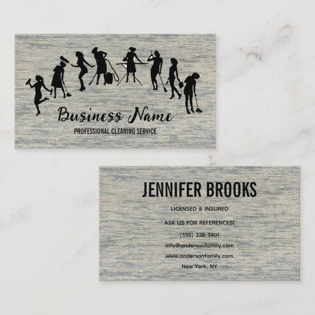 Tarjeta De Visita Housekeeping Maid Service Cleaning Professional (Anverso / Reverso)