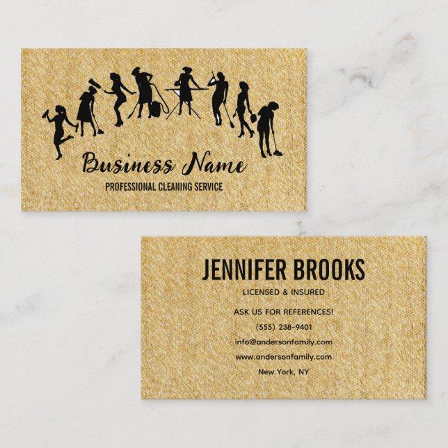 Tarjeta De Visita Housekeeping Maid Service Cleaning Professional (Anverso / Reverso)