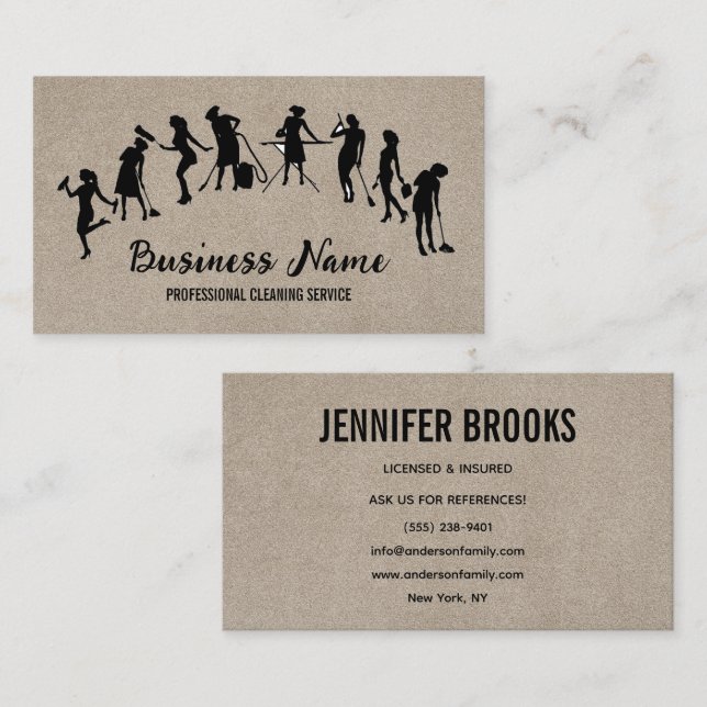 Tarjeta De Visita Housekeeping Maid Service Cleaning Professional (Anverso / Reverso)