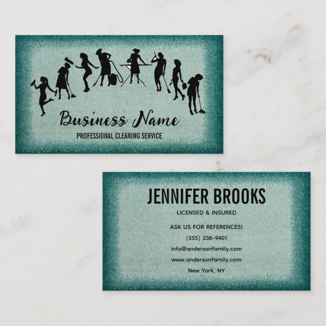 Tarjeta De Visita Housekeeping Maid Service Cleaning Professional (Anverso / Reverso)