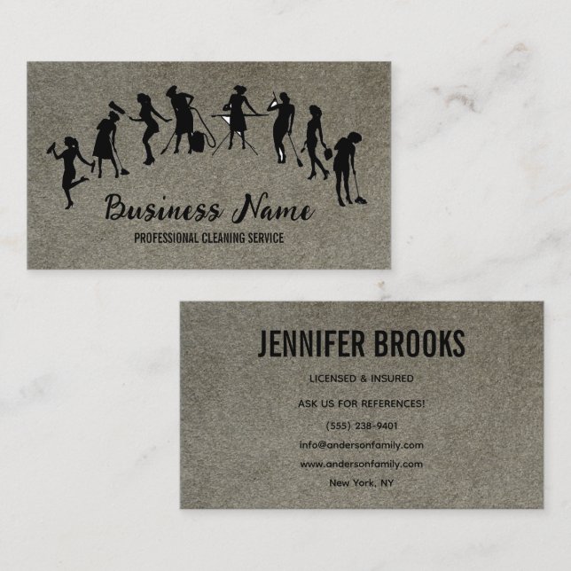 Tarjeta De Visita Housekeeping Maid Service Cleaning Professional (Anverso / Reverso)