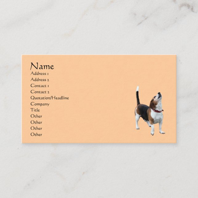 Tarjeta De Visita Howling Beagle Dog Animal Business Card (Anverso)