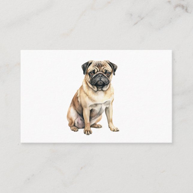 Tarjeta De Visita Huella acuática de pug Arte de la raza Pug Pintura (Anverso)