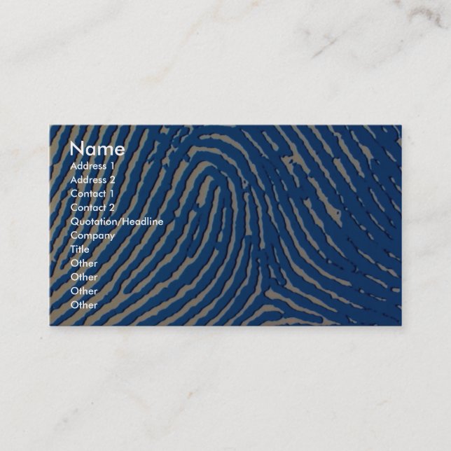 Tarjeta De Visita Huella dactilar azul magnificada (Anverso)