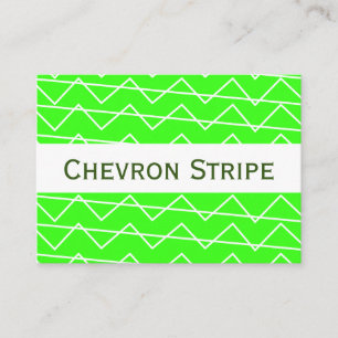 Tarjeta De Visita Huella de Chevron Neon Green Patrón Geométrico Bla