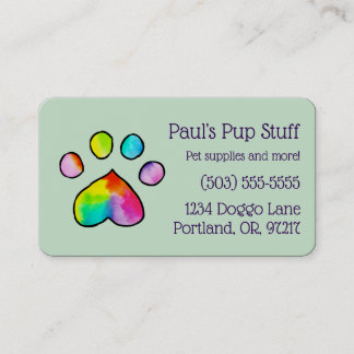 Tarjeta De Visita Huella de pata colorida personalizable