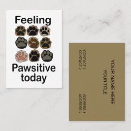 Tarjeta De Visita Huella de Pezuña Sintiendo Pawsitivo Hoy Cuidado d