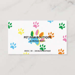 Tarjeta De Visita Huellas de Mascotas Elegantes y Coloridas