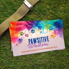 Tarjeta De Visita Huellas de patas de acuarela divertidas y colorida