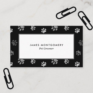 Tarjeta De Visita Huellas de patas personalizadas en negro blanco gr