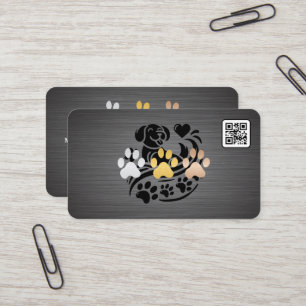 Tarjeta De Visita Huellas de perro   Asentador   Peluquero