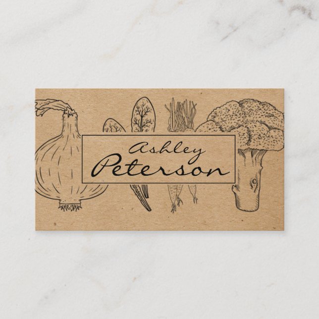 Tarjeta De Visita Huerto y papel de artesanía saludable (Anverso)