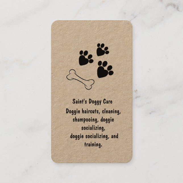 Tarjeta De Visita Hueso de perro y pintura imprimen papel Kraft (Anverso)