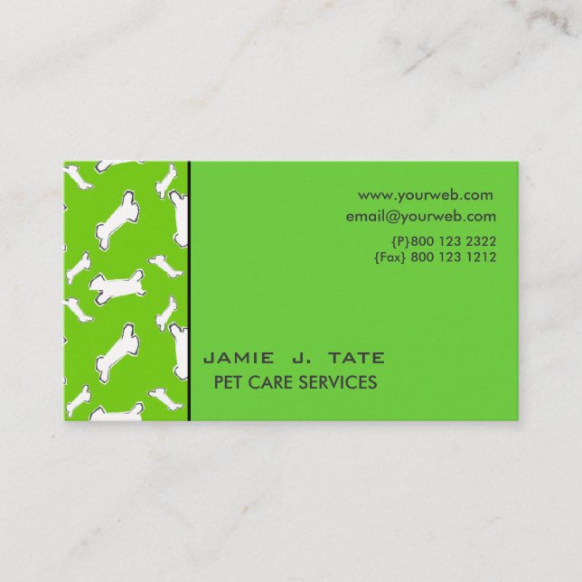 Tarjeta De Visita Huesos de perro (Anverso)