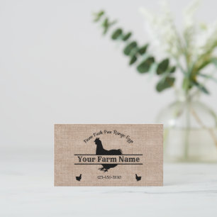 Tarjeta De Visita Huevo de monograma dividido de pollo en burlap de