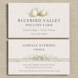 Tarjeta De Visita Huevos de granja avícola Shabby Chic Lino