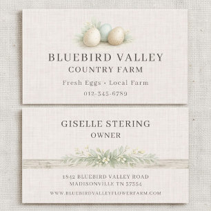Tarjeta De Visita Huevos de granja campestre Shabby Chic Lino