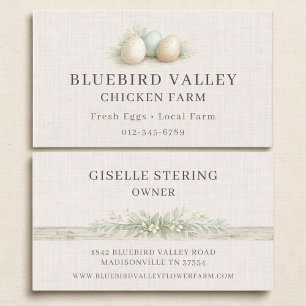 Tarjeta De Visita Huevos de granja de pollos Lino Chic Deslucido