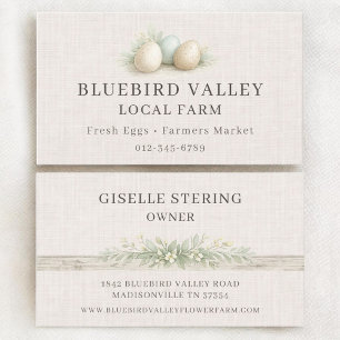 Tarjeta De Visita Huevos De Granja Local Lino Shabby Chic