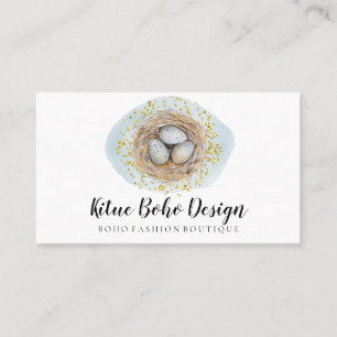 Tarjeta De Visita Huevos de Pascua Boho Femenino Nido de Pájaro