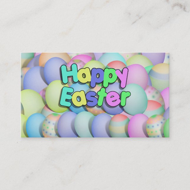 Tarjeta De Visita Huevos de Pascua Coloridos - Feliz Pascua (Anverso)