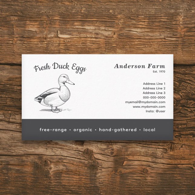 Tarjeta De Visita Huevos de pato frescos simples (Simple Fresh Farm Duck Eggs Business Card)