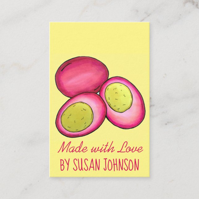 Tarjeta De Visita Huevos de remolacha roja machacados y duros (Anverso)