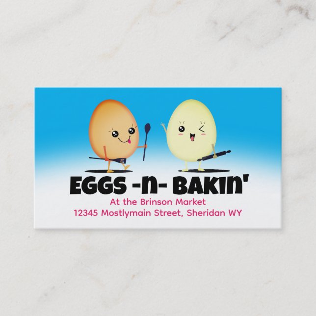 Tarjeta De Visita Huevos finos utensilios de cocina panadería pastel (Anverso)