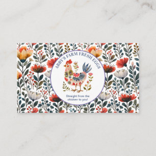 Tarjeta De Visita Huevos Frescos de Granja Gallina Arte Folclórico