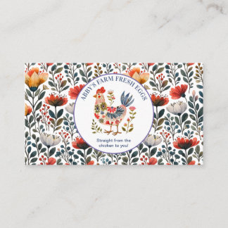 Tarjeta De Visita Huevos Frescos de Granja Gallina Arte Folclórico