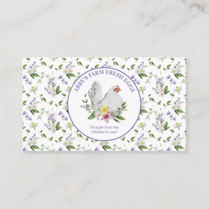 Tarjeta De Visita Huevos Frescos De Granja Pollo Lavanda Floral