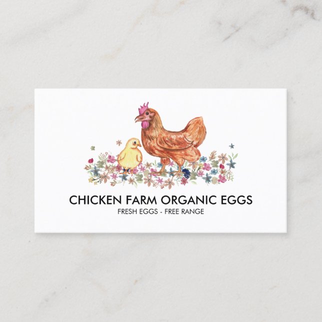 Tarjeta De Visita Huevos frescos de la granja de pollo (Anverso)