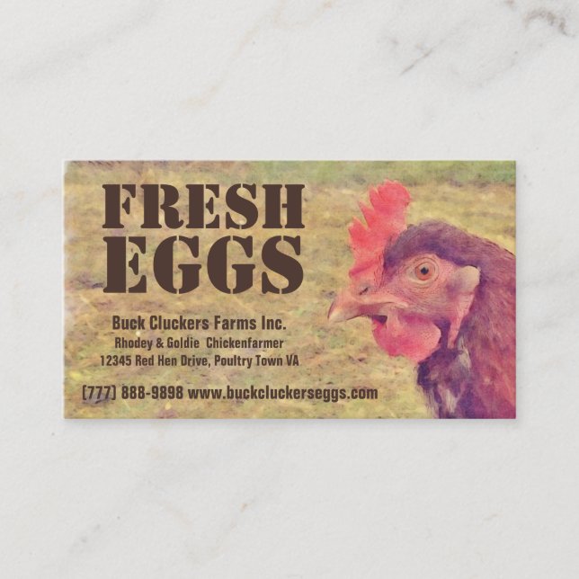 Tarjeta De Visita Huevos frescos - pollo rojo de la capa de la (Anverso)