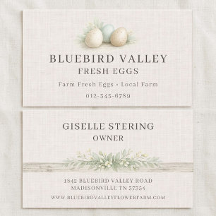 Tarjeta De Visita Huevos Frescos Shabby Chic Granja Lino