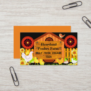 Tarjeta De Visita Huevos orgánicos de granja rural rústica de aves d