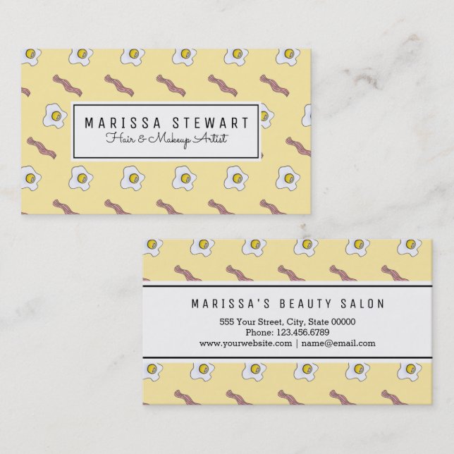 Tarjeta De Visita Huevos y modelo divertido de Foodie del desayuno (Anverso / Reverso)