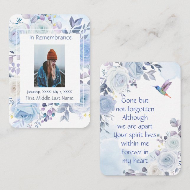 Tarjeta De Visita Hummingbird conmemorativo de Pocket Keepsake (Anverso / Reverso)