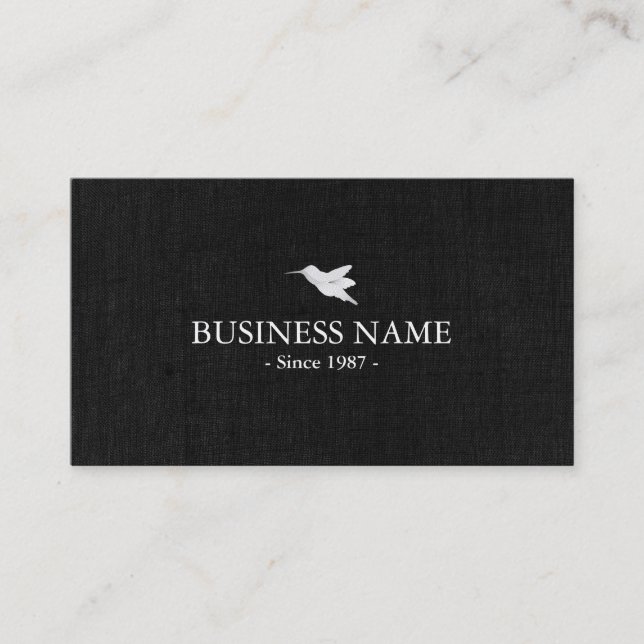 Tarjeta De Visita Hummingbird Elegant Dark Linen (Anverso)
