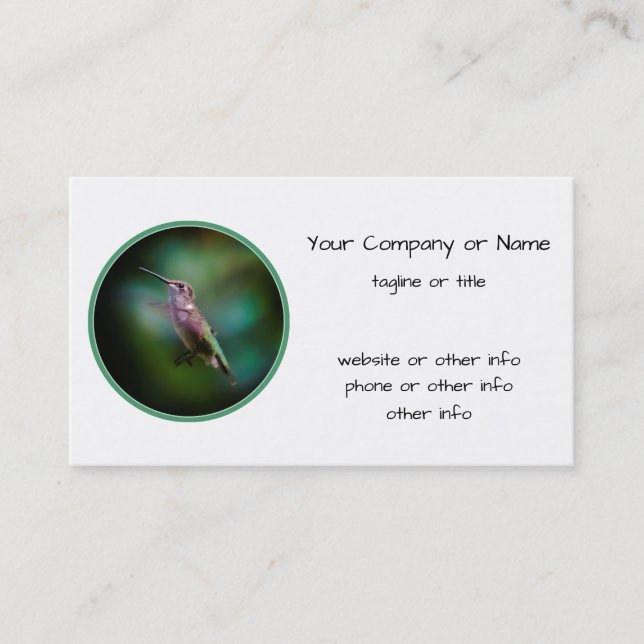 Tarjeta De Visita Hummingbird - Fotografía original (Anverso)