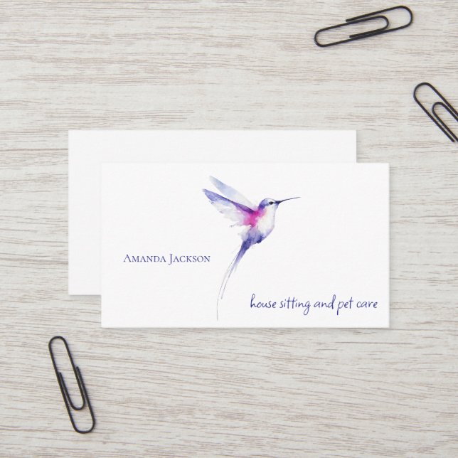 Tarjeta De Visita Hummingbird House Sitting Pet Sitting Cards (Anverso/Reverso In Situ)