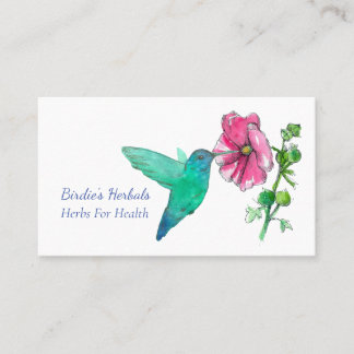 Tarjeta De Visita Hummingbird Pink Petunia Flor Herbáis