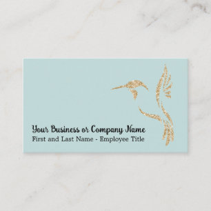 Tarjeta De Visita Hummingbird Purpurina de oro en Verde azulado lige