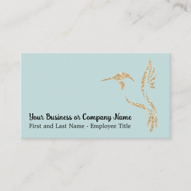 Tarjeta De Visita Hummingbird Purpurina de oro en Verde azulado lige (Anverso)