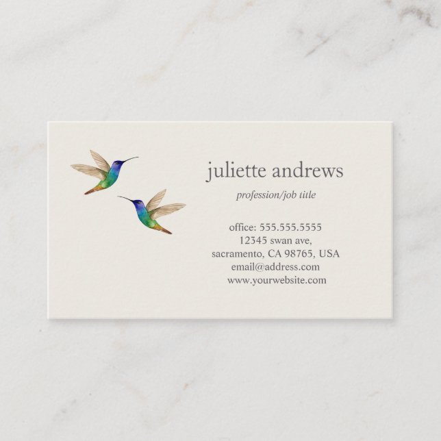 Tarjeta de visita Hummingbirds (Anverso)
