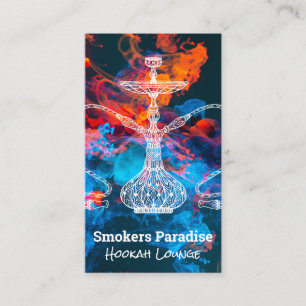 Tarjeta De Visita Humo de Hookah colorido Ilustracion de tubería H