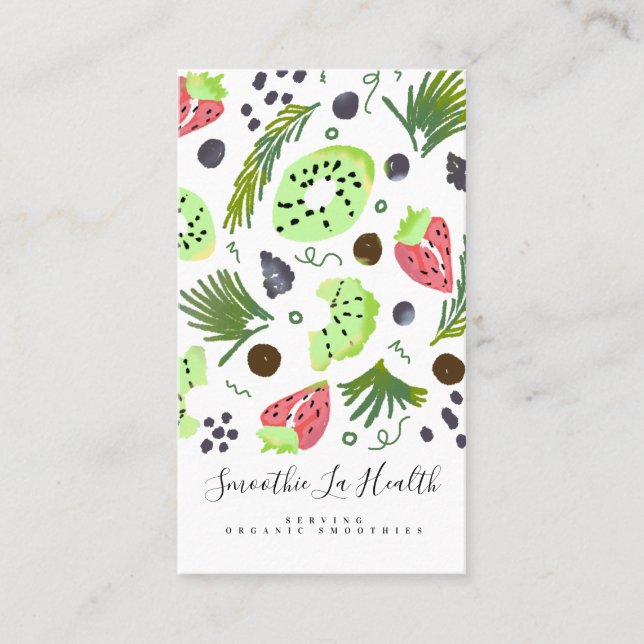 Tarjeta De Visita Humo orgánico Fruit Stand Bebidas Sacudidas de lec (Anverso)