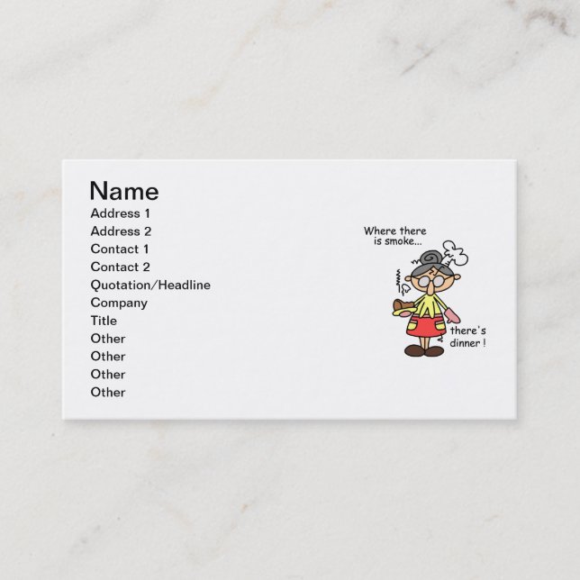 Tarjeta De Visita Humo y camisetas y regalos de la cena (Anverso)