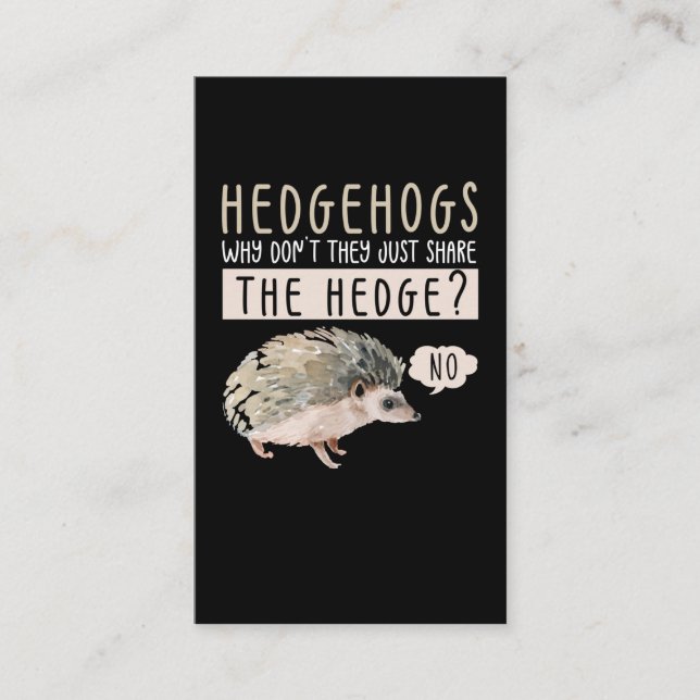 Tarjeta De Visita Humor animal gracioso de Hedgehog (Anverso)