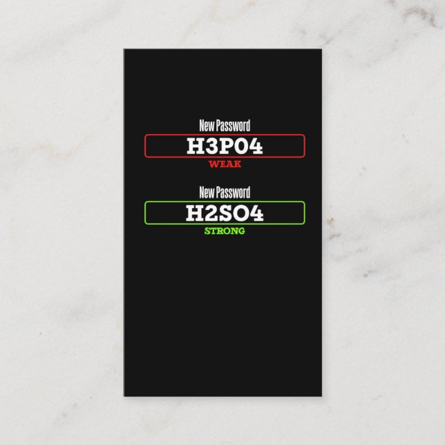 Tarjeta De Visita Humor sobre química de Chiste gracioso para los ci (Anverso)