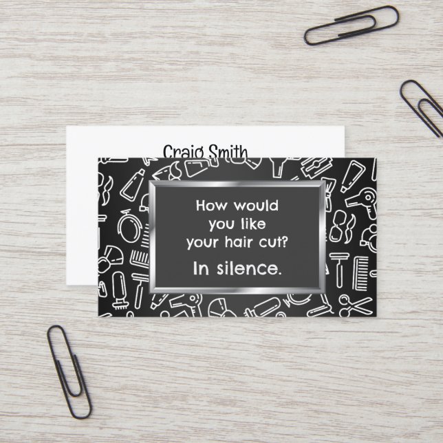 Tarjeta De Visita Humorística 💇 Barber (Anverso/Reverso In Situ)